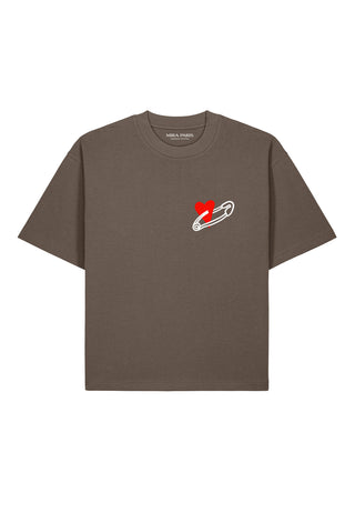 T-shirt Boxy Brodé "Coeur Pins"