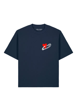 T-shirt Boxy Brodé "Coeur Pins"