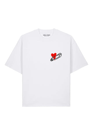 T-shirt Boxy Brodé "Coeur Pins"