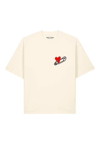 T-shirt Boxy Brodé "Coeur Pins"