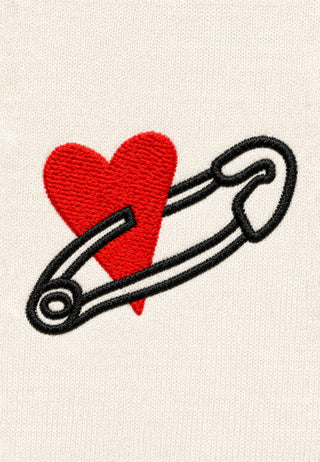 T-shirt Boxy Brodé "Coeur Pins"
