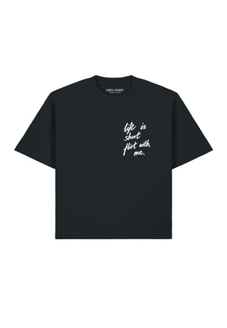 T-shirt Boxy Brodé "Life Is Short"