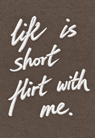 T-shirt Boxy Brodé "Life Is Short"
