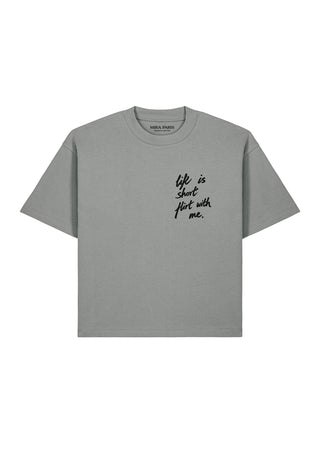 T-shirt Boxy Brodé "Life Is Short"