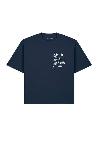 T-shirt Boxy Brodé "Life Is Short"