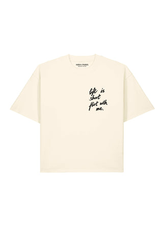 T-shirt Boxy Brodé "Life Is Short"