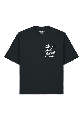 T-shirt Boxy Brodé "Life is Short"