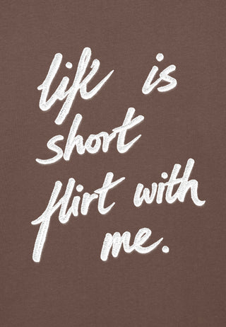 T-shirt Boxy Brodé "Life is Short"