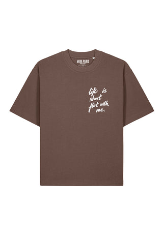 T-shirt Boxy Brodé "Life is Short"