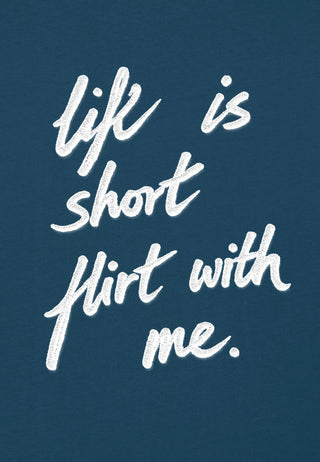 T-shirt Boxy Brodé "Life is Short"