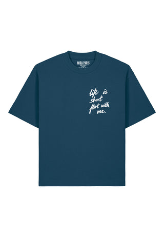 T-shirt Boxy Brodé "Life is Short"