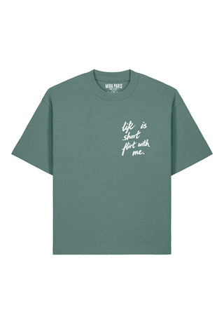 T-shirt Boxy Brodé "Life is Short"