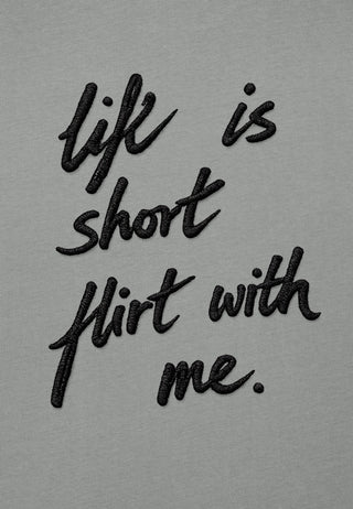 T-shirt Boxy Brodé "Life is Short"