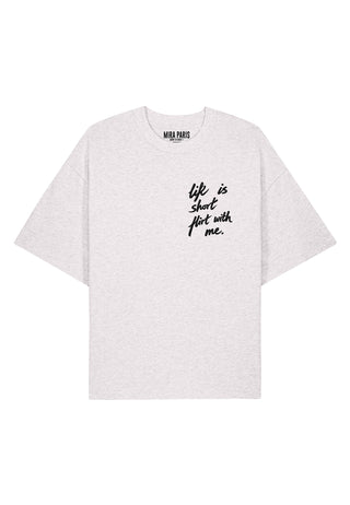 T-shirt Boxy Brodé "Life is Short"