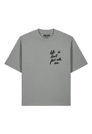 T-shirt Boxy Brodé "Life is Short"