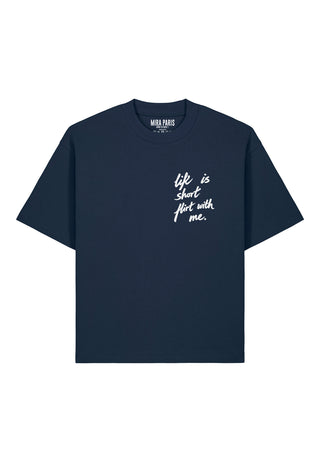 T-shirt Boxy Brodé "Life is Short"