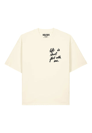 T-shirt Boxy Brodé "Life is Short"