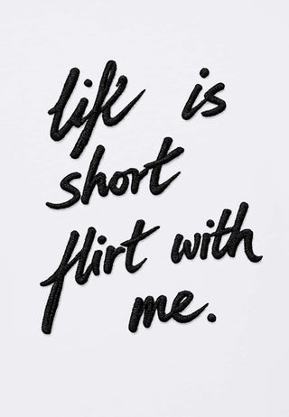 T-shirt Boxy Brodé "Life is Short"