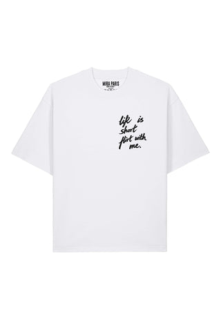T-shirt Boxy Brodé "Life is Short"