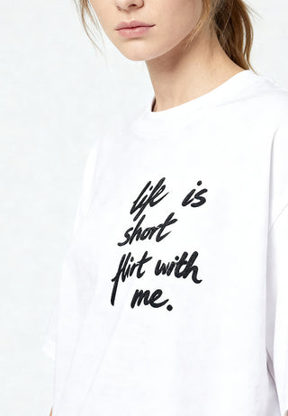T-shirt Boxy Brodé "Life is Short"