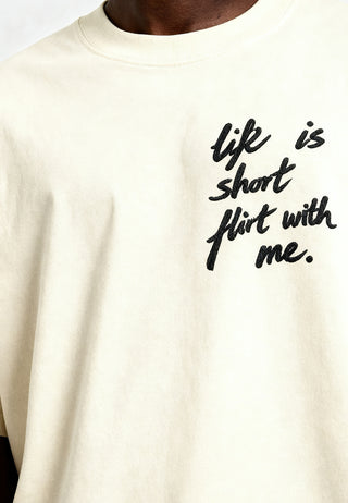 T-shirt Boxy Brodé "Life is Short"