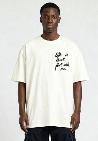 T-shirt Boxy Brodé "Life is Short"