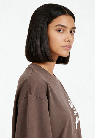 T-shirt Boxy Brodé "Life is Short"