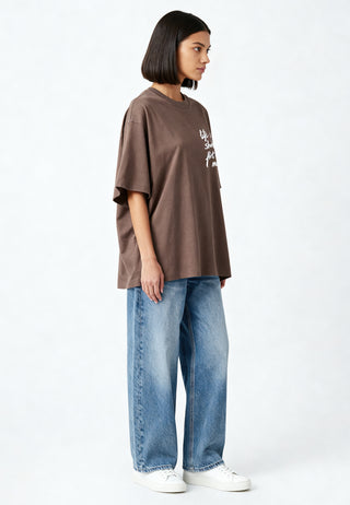 T-shirt Boxy Brodé "Life is Short"