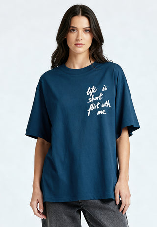 T-shirt Boxy Brodé "Life is Short"