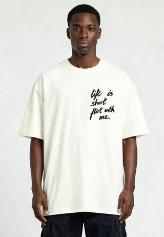 T-shirt Boxy Brodé "Life is Short"