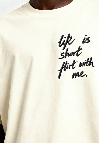 T-shirt Boxy Brodé "Life is Short"