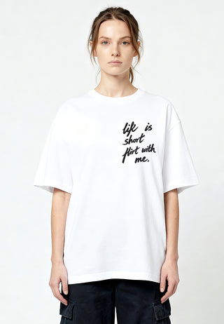 T-shirt Boxy Brodé "Life is Short"
