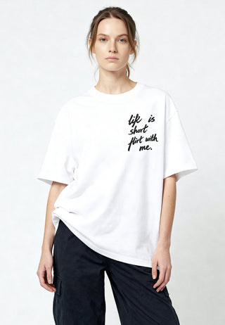 T-shirt Boxy Brodé "Life is Short"