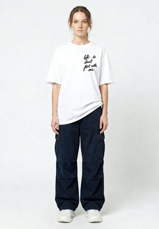 T-shirt Boxy Brodé "Life is Short"