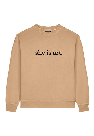 Sweatshirt Oversize Brodé "She is Art"