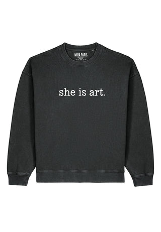 Sweatshirt Oversize Brodé "She is Art"