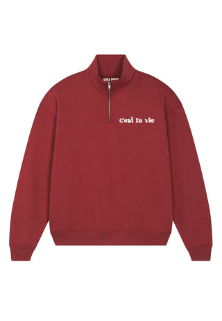 Sweatshirt à Zip Brodé "C'est La Vie"