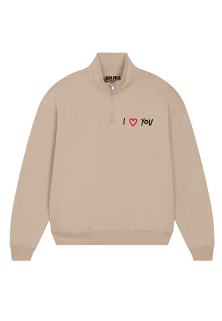 Sweatshirt à Zip Brodé "I Love You"