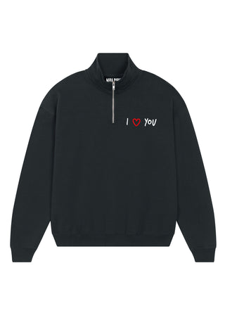 Sweatshirt à Zip Brodé "I Love You"