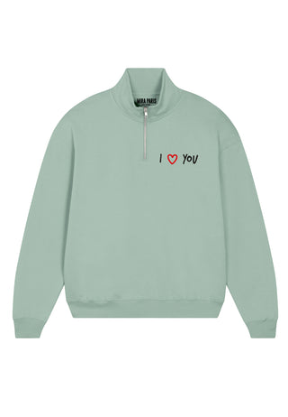 Sweatshirt à Zip Brodé "I Love You"