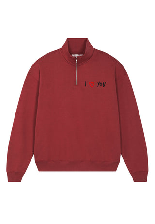 Sweatshirt à Zip Brodé "I Love You"