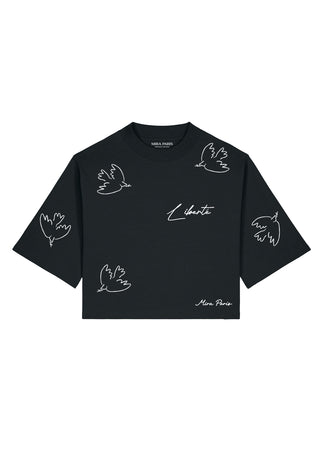 T-shirt Boxy Brodé "Liberté"