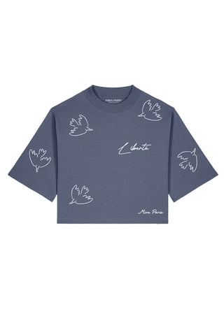 T-shirt Boxy Brodé "Liberté"