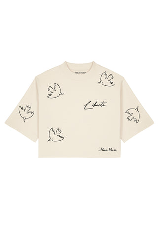 T-shirt Boxy Brodé "Liberté"