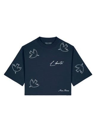 T-shirt Boxy Brodé "Liberté"