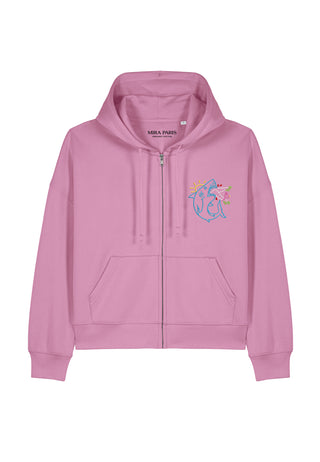 Hoodie Boxy à Zip Brodé "Shark"