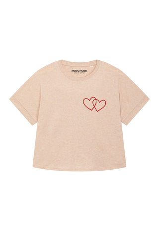 T-shirt Oversize Brodé "Double Hearts"