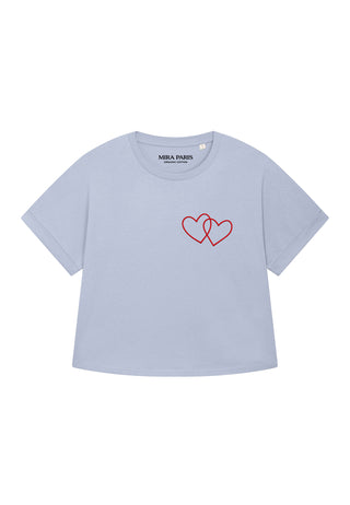 T-shirt Oversize Brodé "Double Hearts"