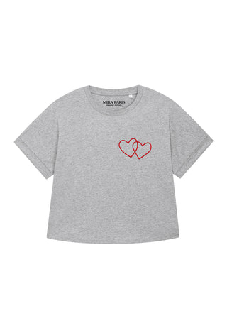 T-shirt Oversize Brodé "Double Hearts"