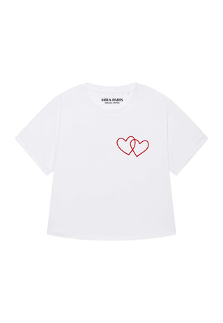 T-shirt Oversize Brodé "Double Hearts"